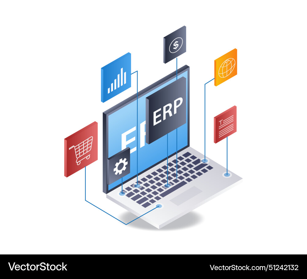 Computer network erp business technology Vector Image