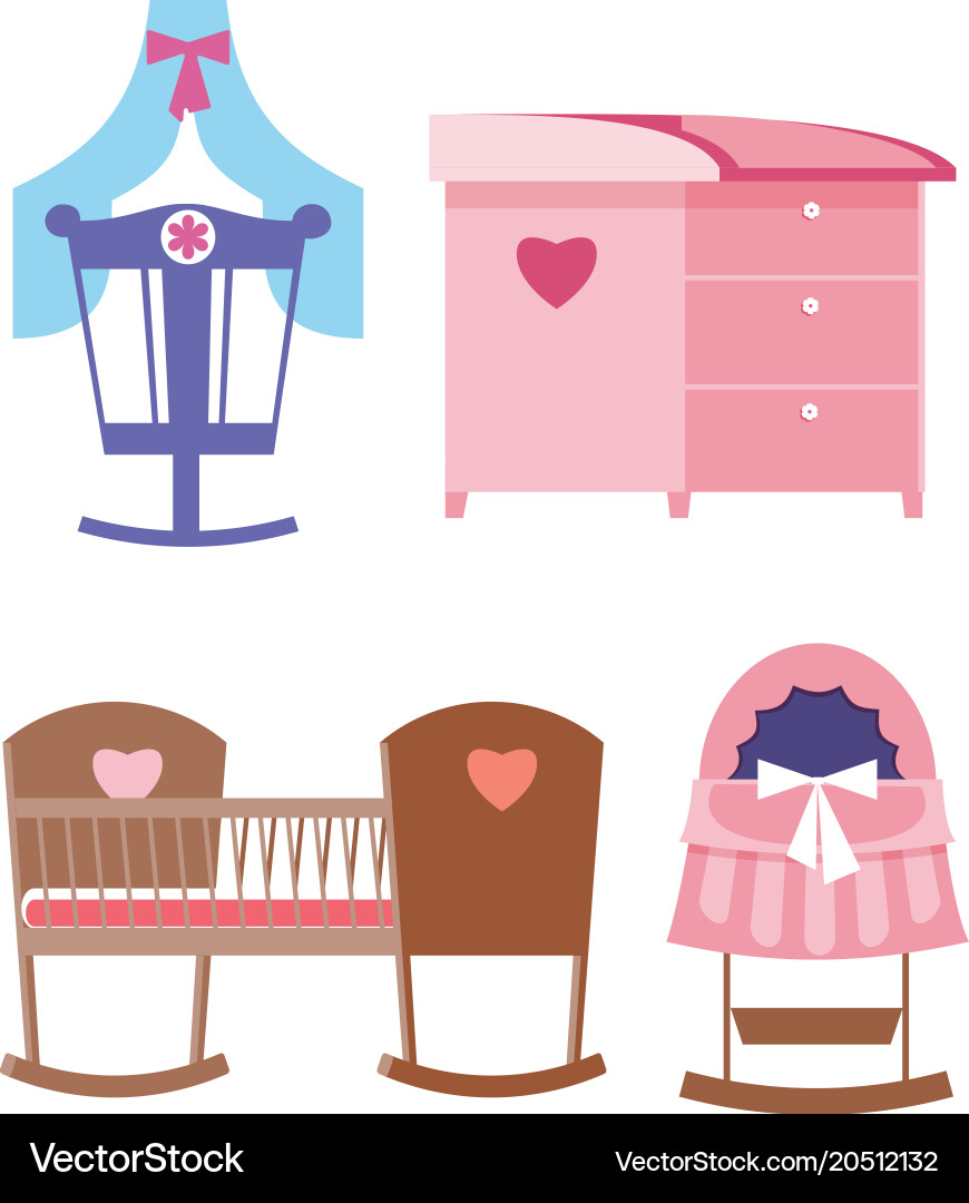 Cots and changing table for newborns different Vector Image