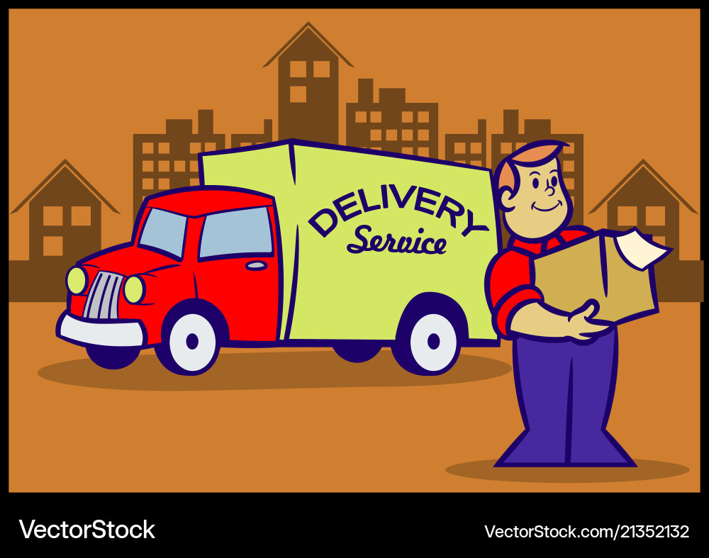 Delivery service retro cartoon Delivery service retro cartoon vector image