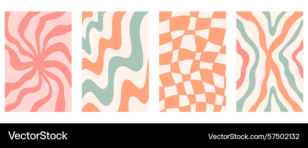Distorted wavy retro patterns background set Distorted wavy retro patterns background set vector image