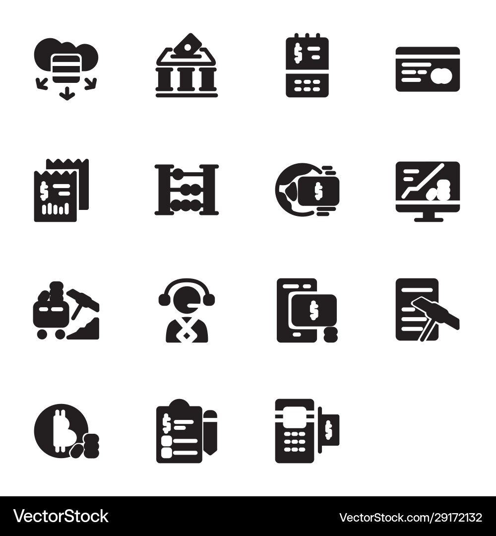 Finance icon set design solid style part 2 Vector Image