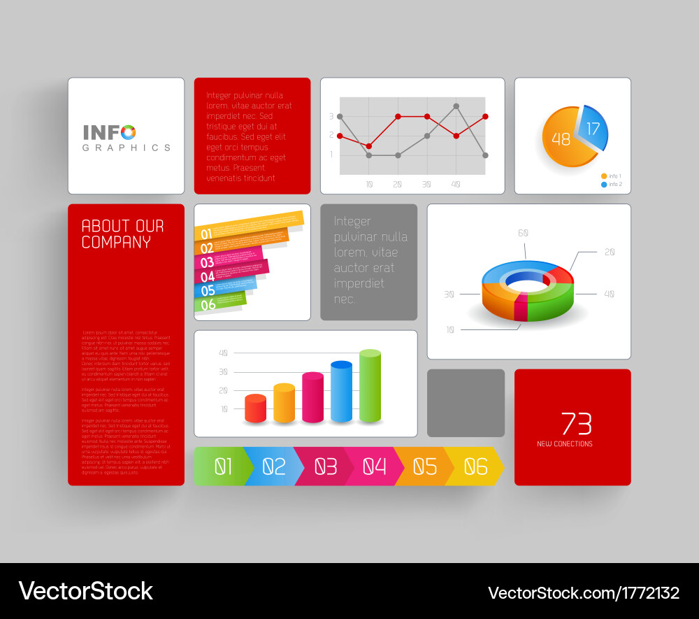 Flat design template with icons and symbols vector image