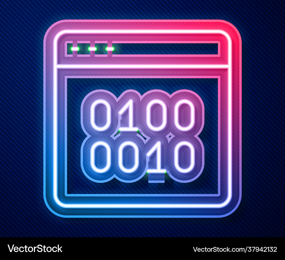 Glowing neon line binary code icon isolated Vector Image