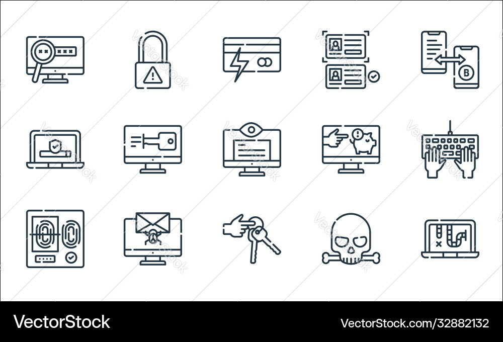 Hacker line icons linear set quality Hacker line icons linear set quality vector image
