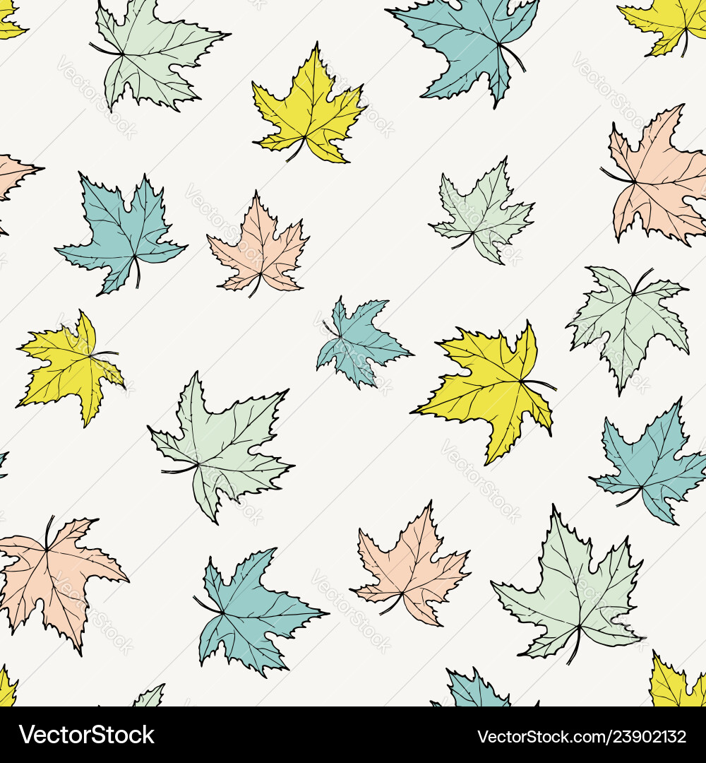 Hand-Drawn Autumn Maple Leaf Pattern vector image