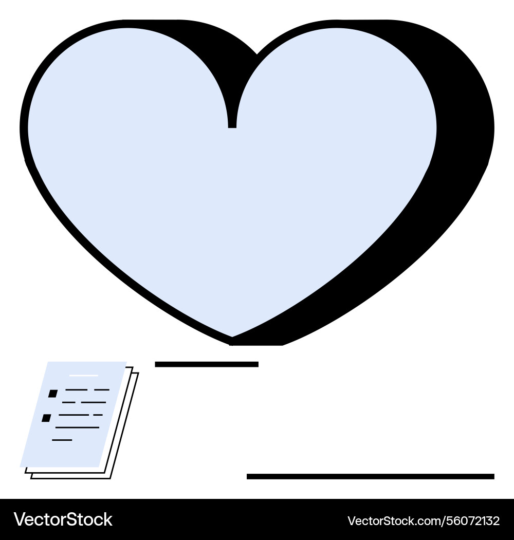 Heart shape with minimalist lines and document Heart shape with minimalist lines and document vector image