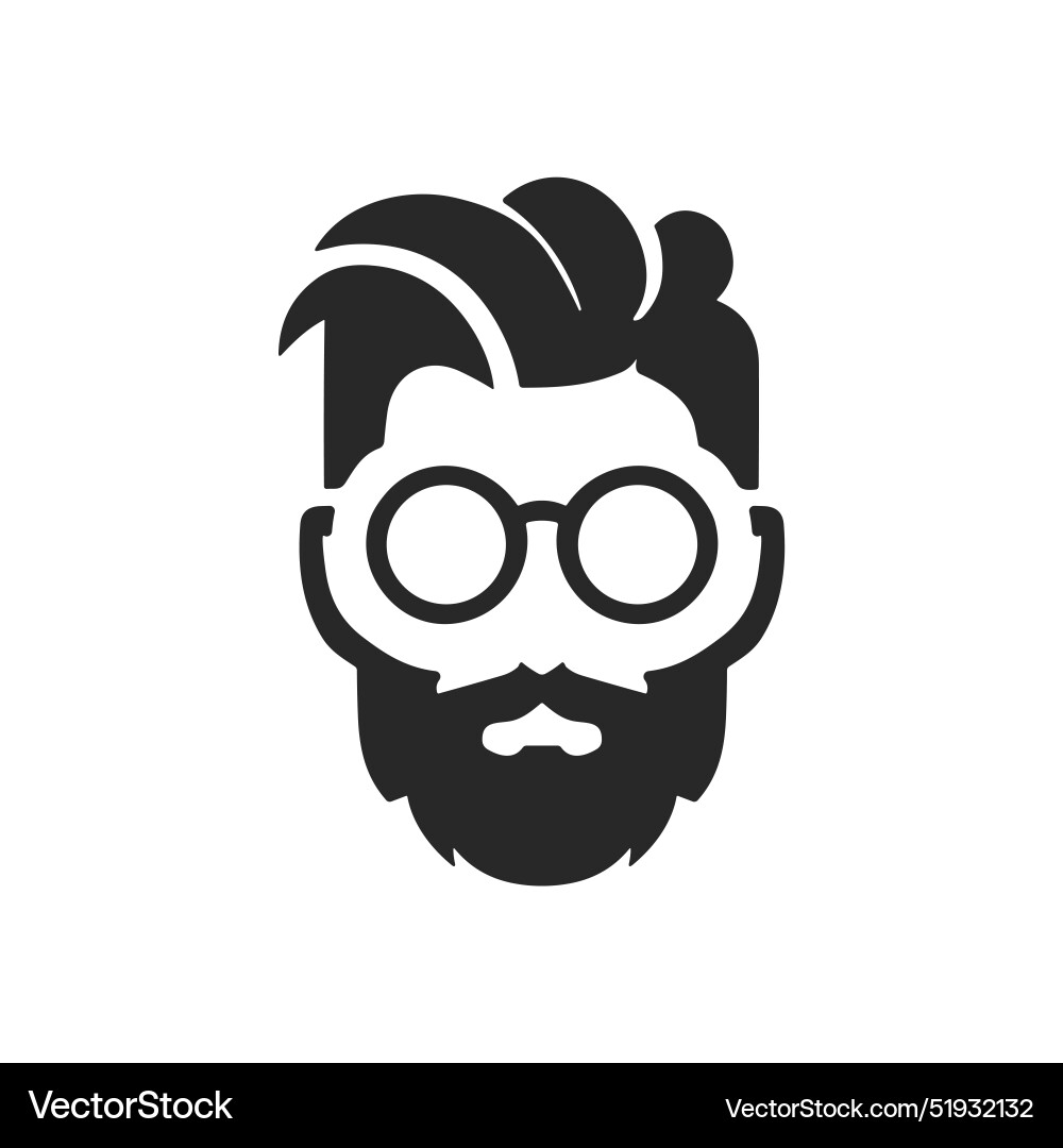 Hipster beard man face head icon Hipster beard man face head icon vector image