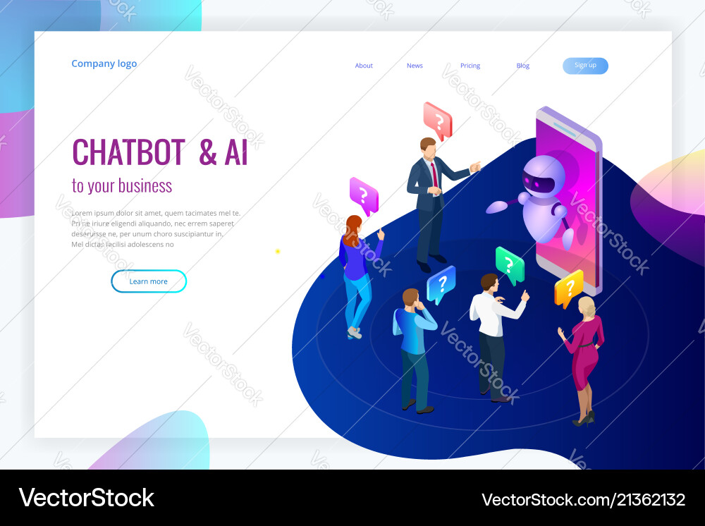 Isometric artificial intelligence chat bot Isometric artificial intelligence chat bot vector image