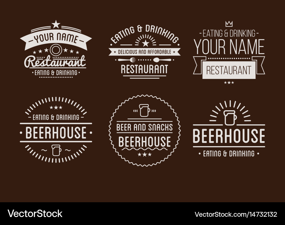 Retro Restaurant Badge Set Vector Image