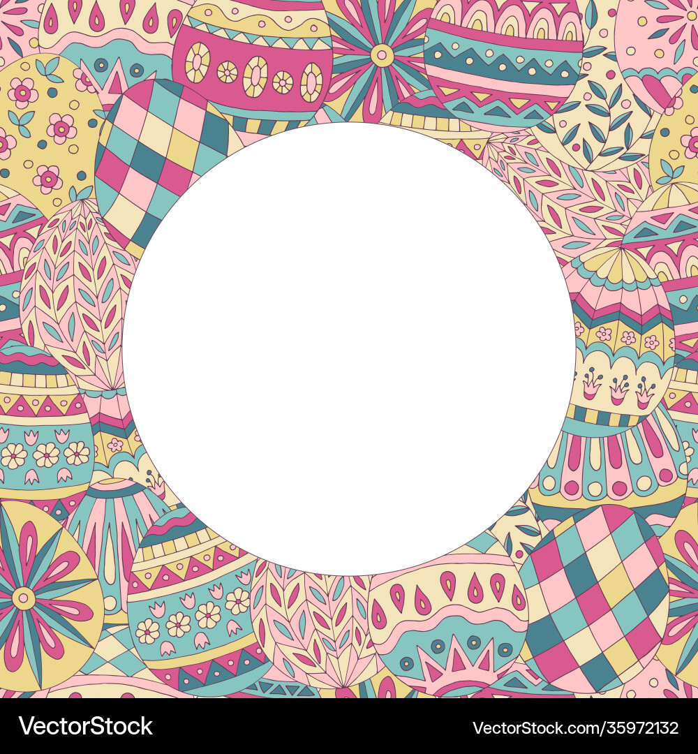 Round frame with abstract easter egg pattern Round frame with abstract easter egg pattern Vector Image