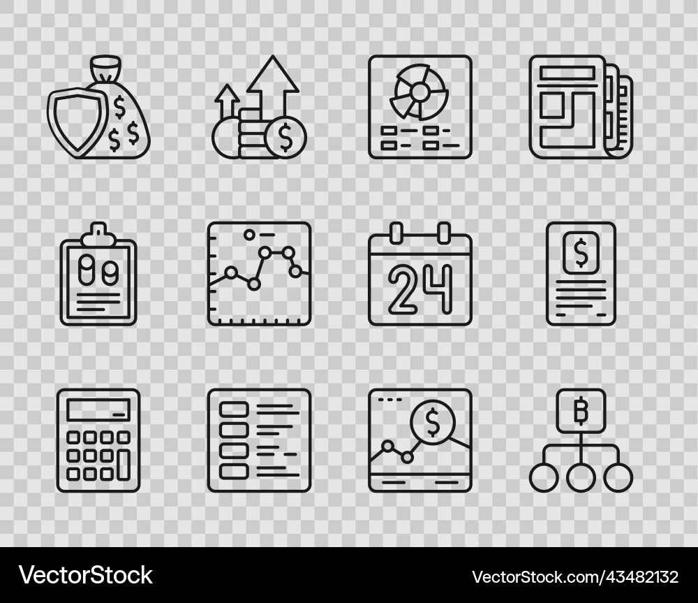 Set line calculator blockchain technology bitcoin Set line calculator blockchain technology bitcoin Vector Image