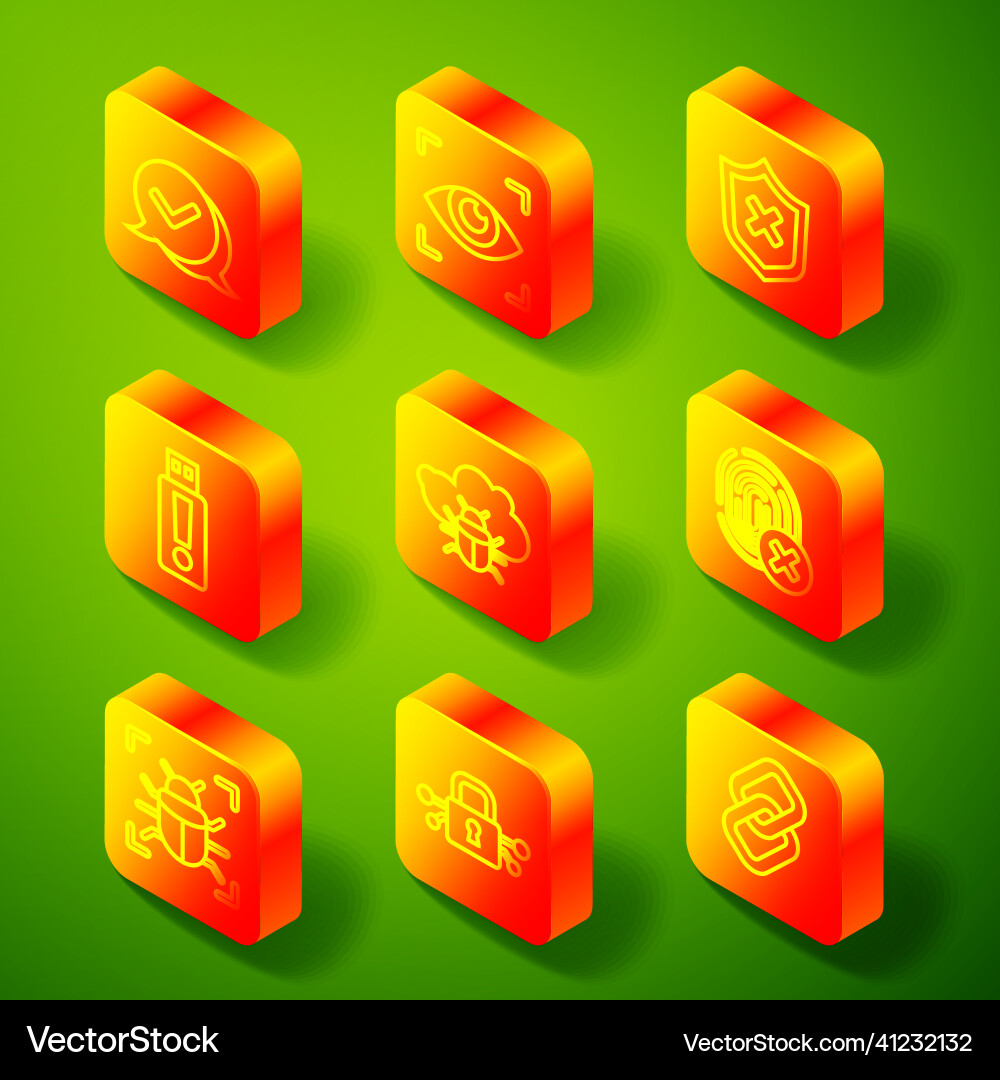 Set line check mark in speech bubble eye scan Set line check mark in speech bubble eye scan vector image