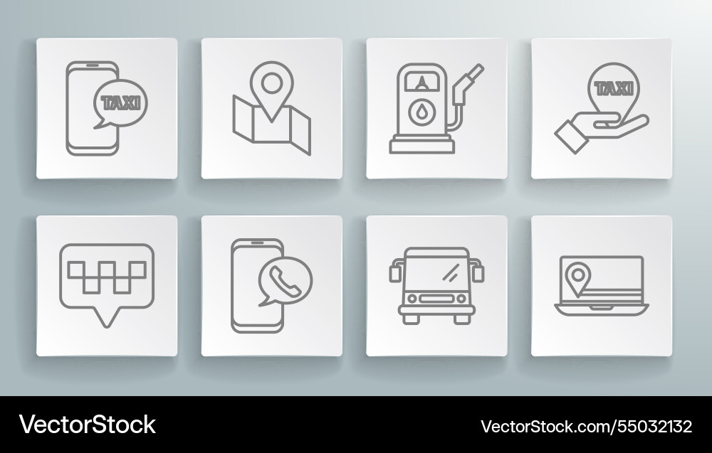 Set line map pointer with taxi folded Vector Image