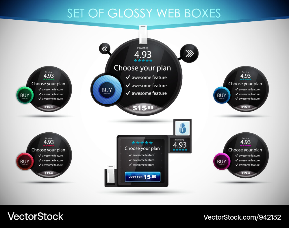 Shiny Web Boxes - Glossy Collection vector image