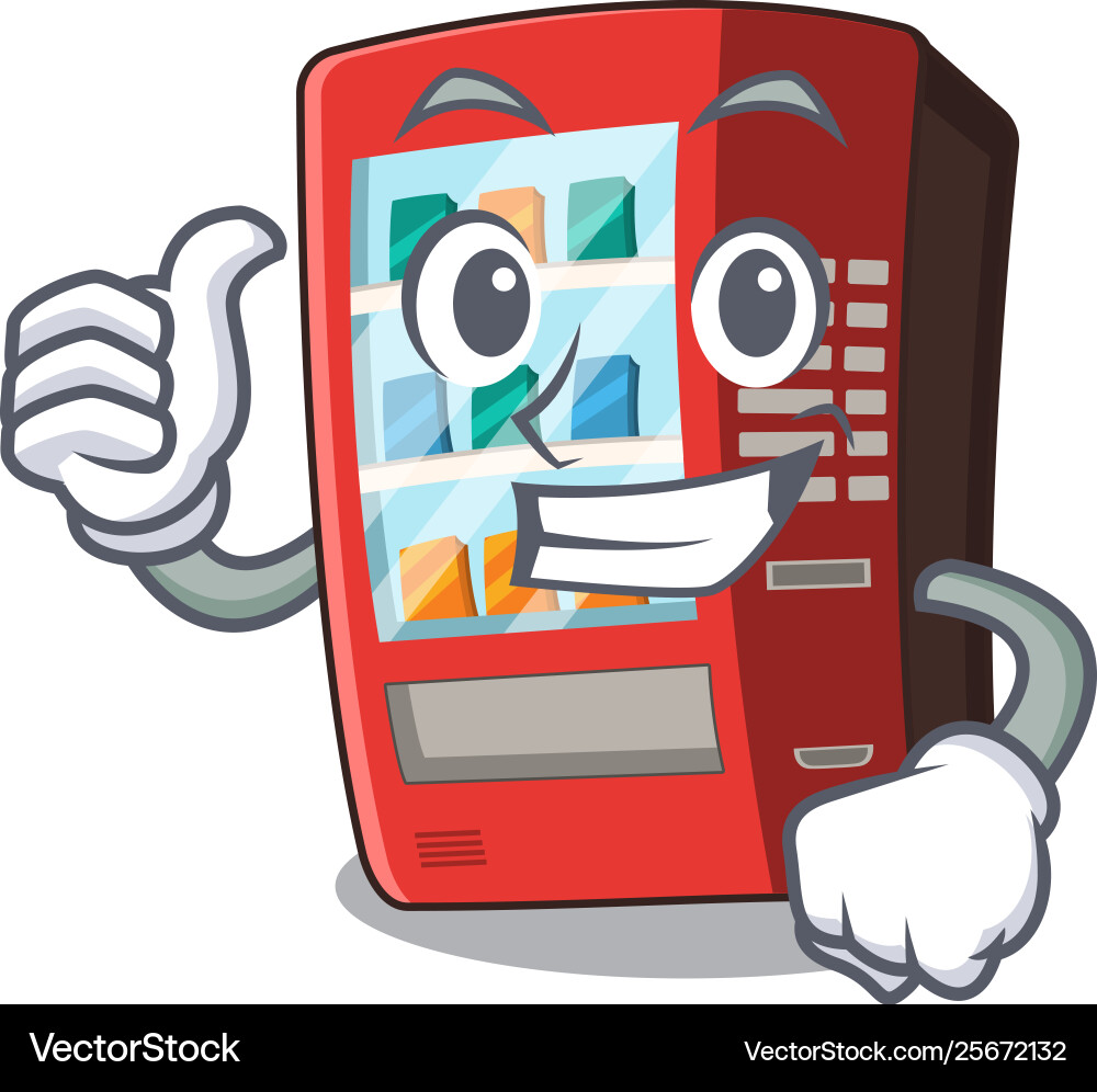 Smiling Vending Machine with Thumbs Up vector image