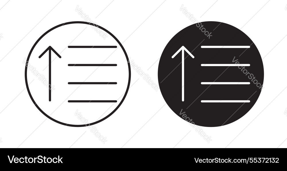 Sort amount up icon set in thin line for web vector image