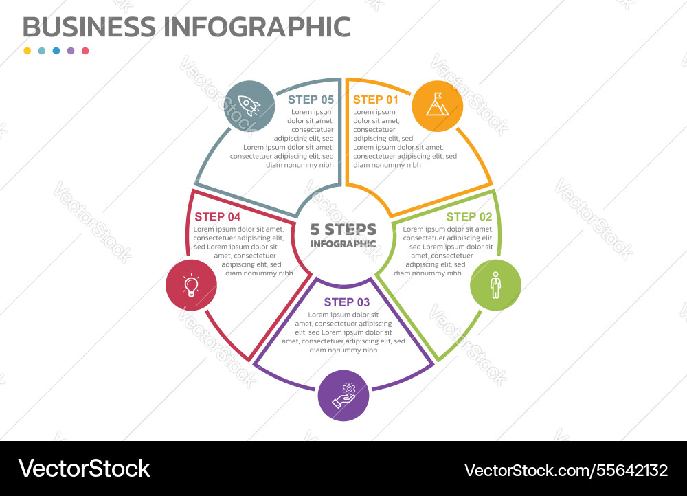 Visual data presentation cycle diagram with 5 Visual data presentation cycle diagram with 5 vector image