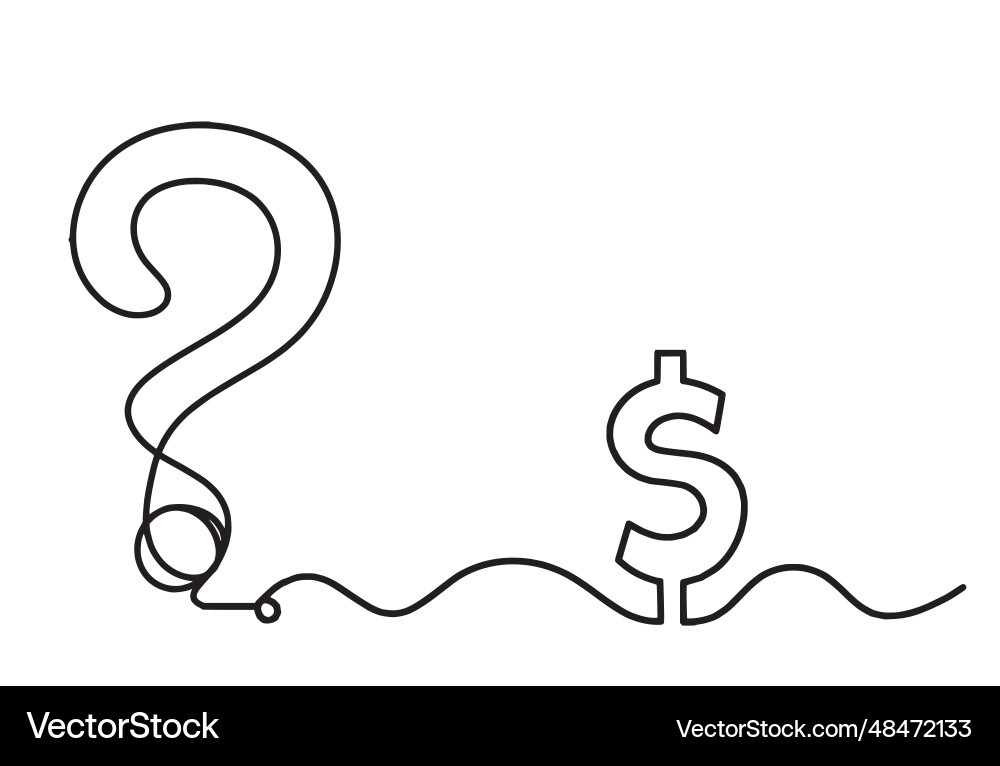 Abstract question mark with dollar as continuous Abstract question mark with dollar as continuous Vector Image