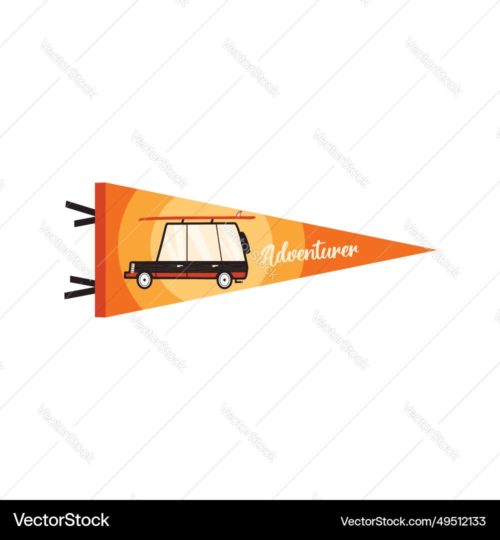 Adventure pennant camping flag design vector image