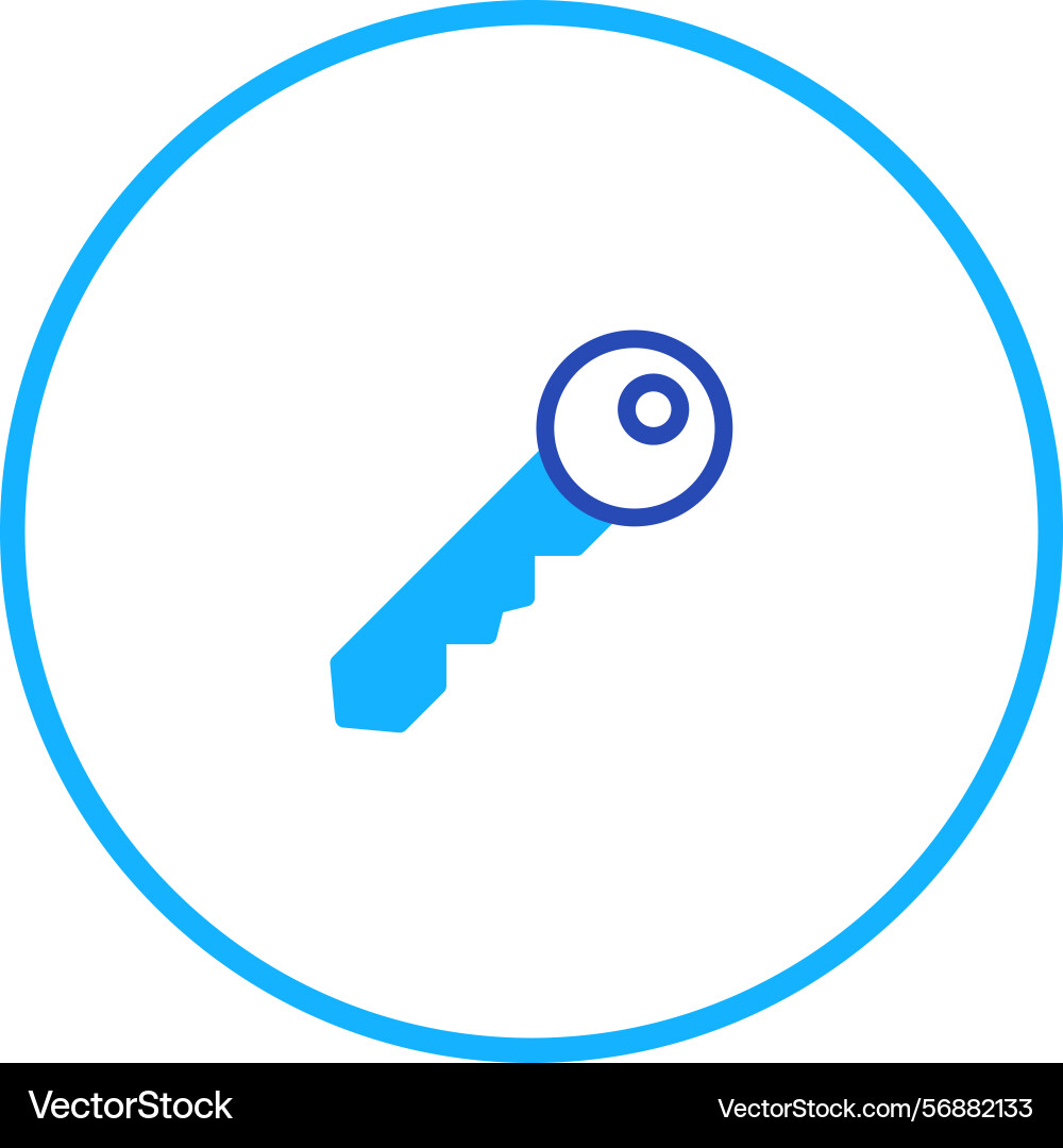 Blue key icon in a circle security access Vector Image