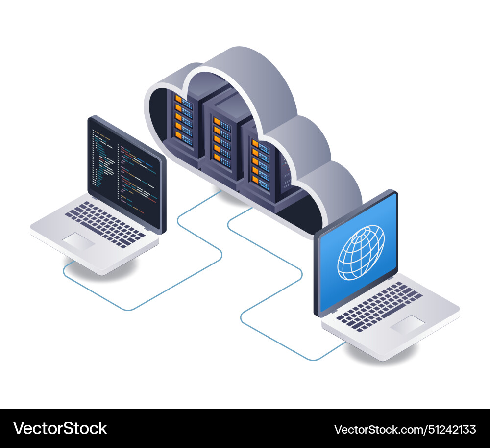 Computer network program cloud server technology Computer network program cloud server technology vector image