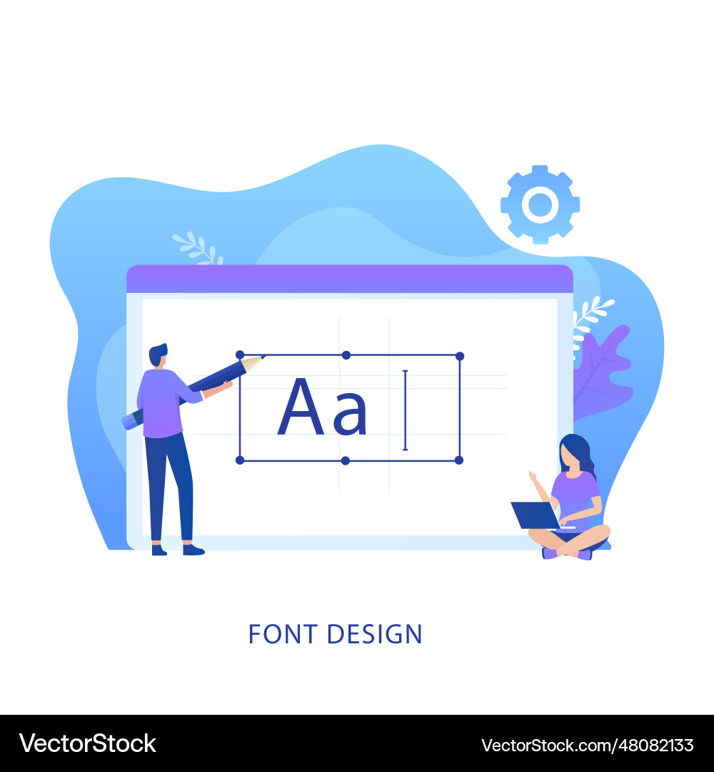 Concept of a person designing font Vector Image
