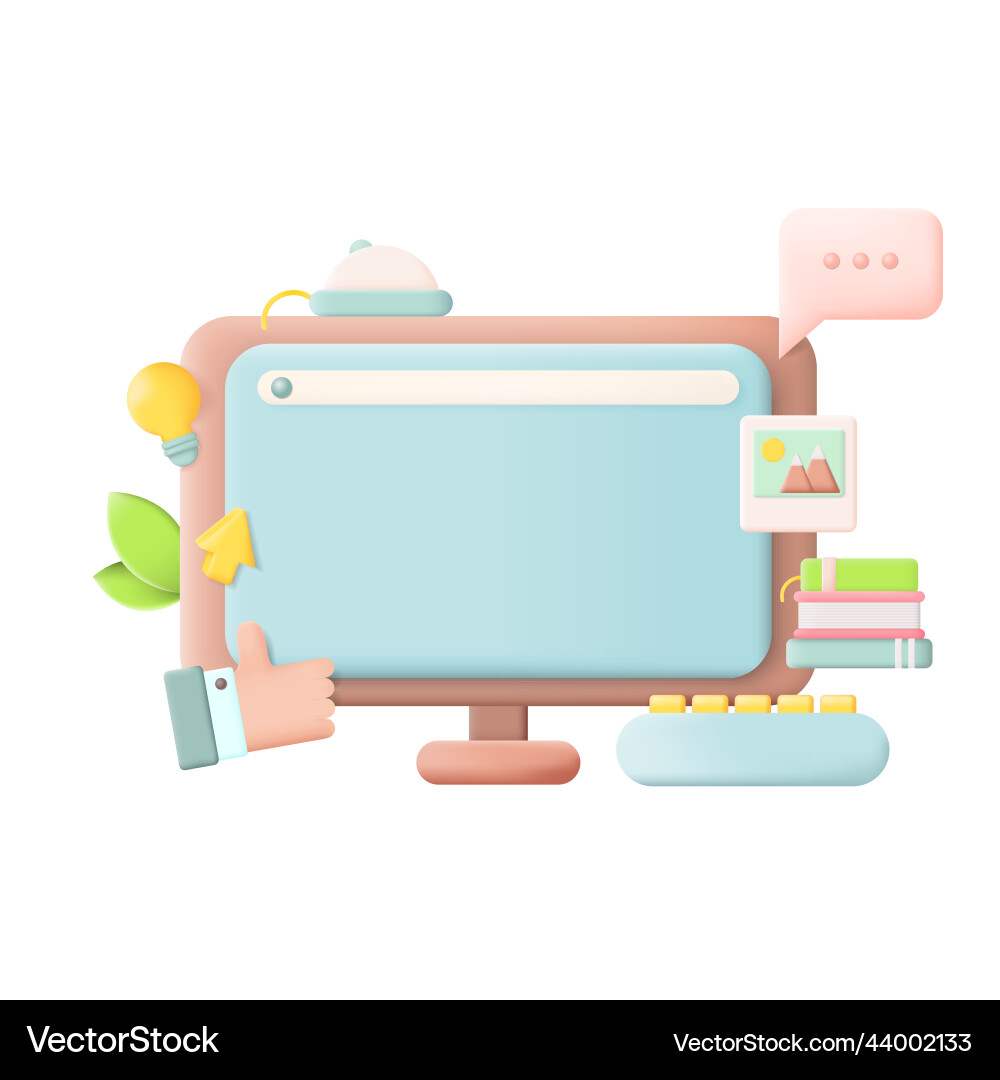 Desktop Computer leer Bildschirm Monitor 3D-Symbol Desktop Computer leer Bildschirm Monitor 3D-Symbol vektorbild