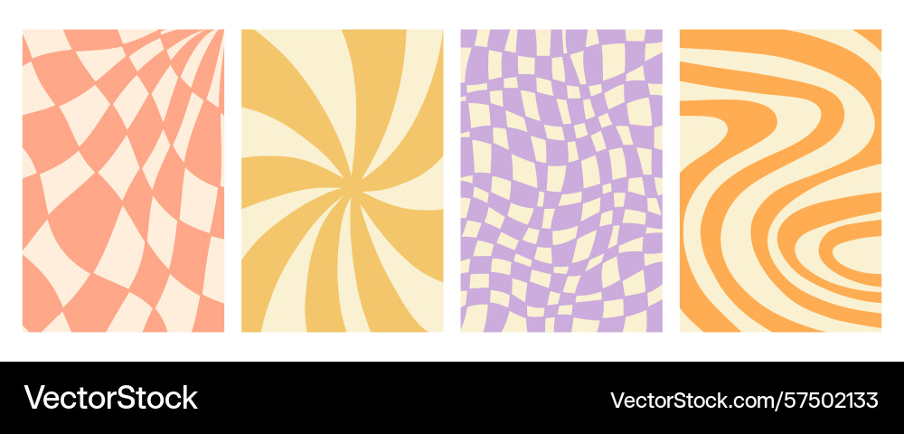 Distorted wavy retro patterns background set Distorted wavy retro patterns background set vector image