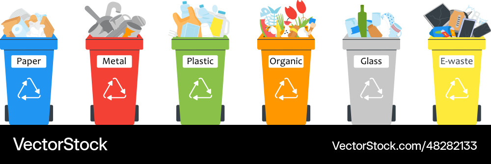 Garbage separation management flat trash Garbage separation management flat trash vector image