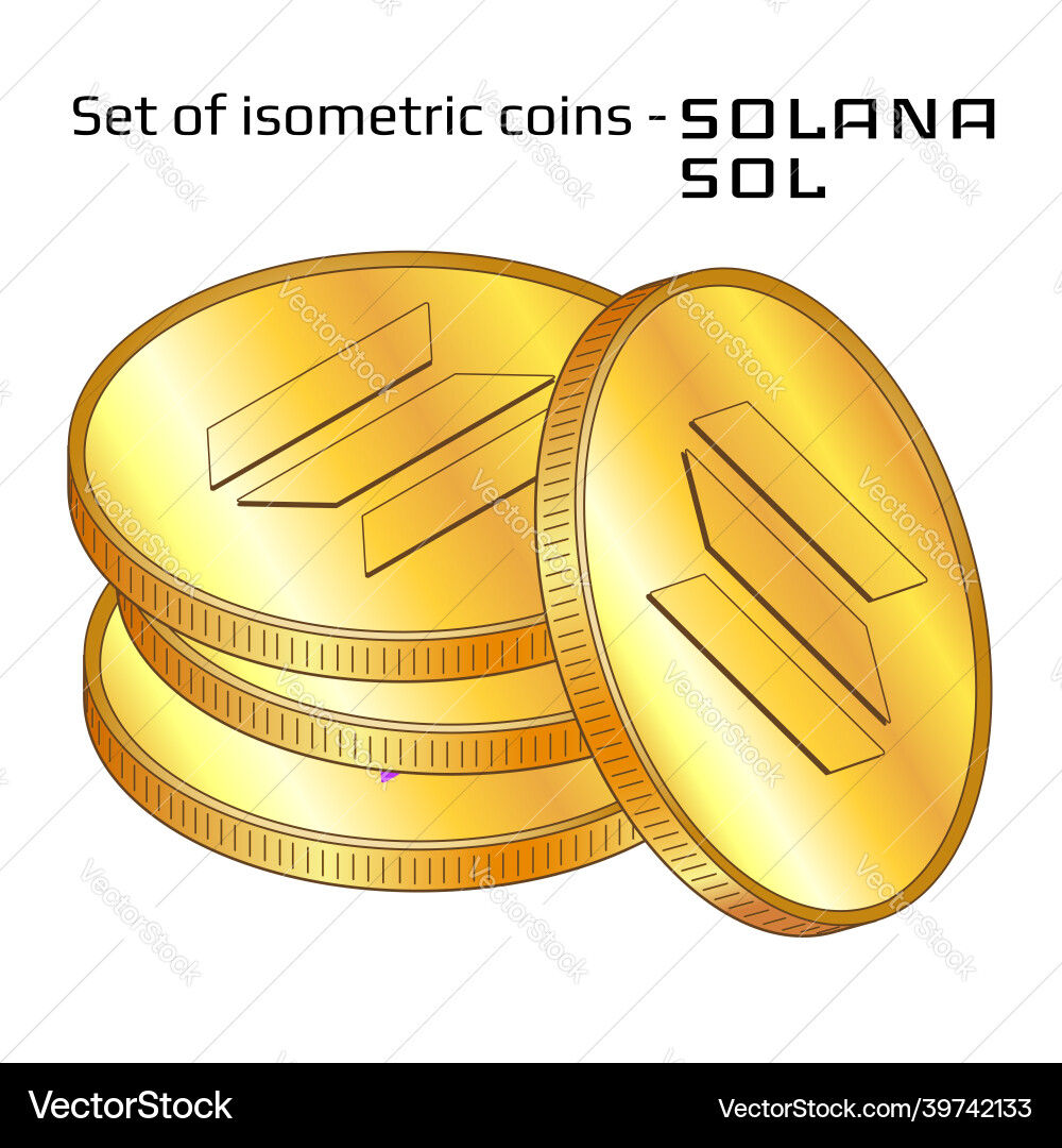 Gold Solana Coins Stack – Royalty-Free Vector | VectorStock