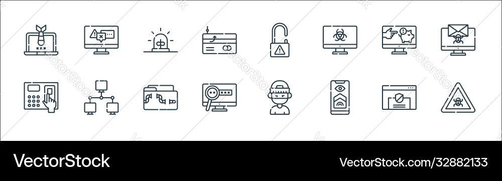 Hacker line icons linear set quality Hacker line icons linear set quality vector image
