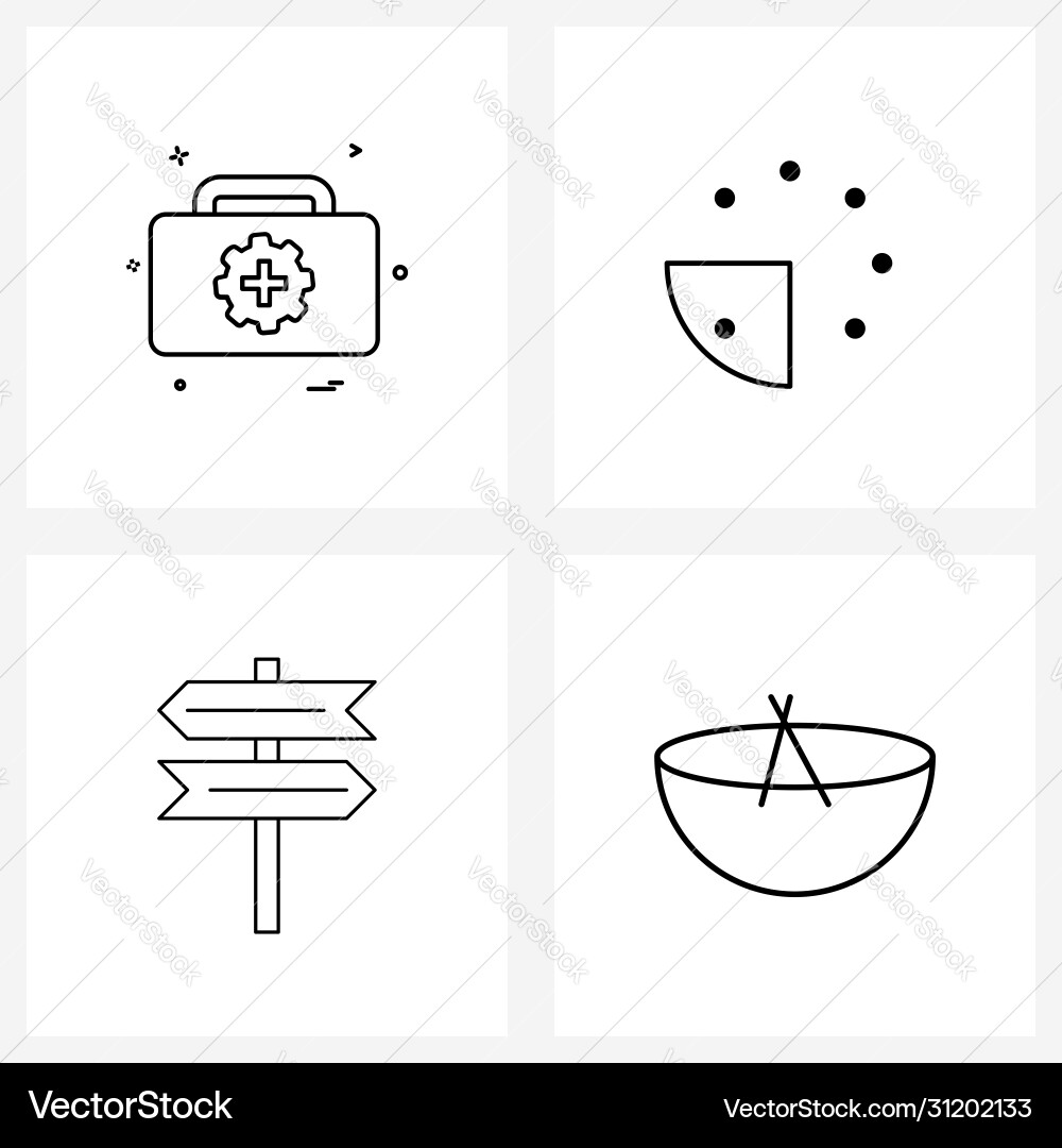 Isolated symbols set 4 simple line icons vector image