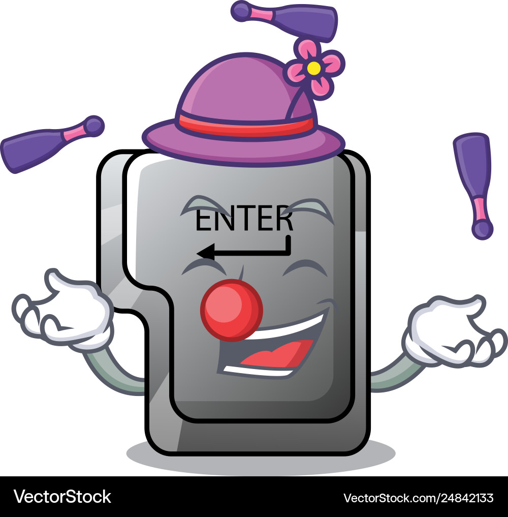 Juggling enter button installed on computer vector image