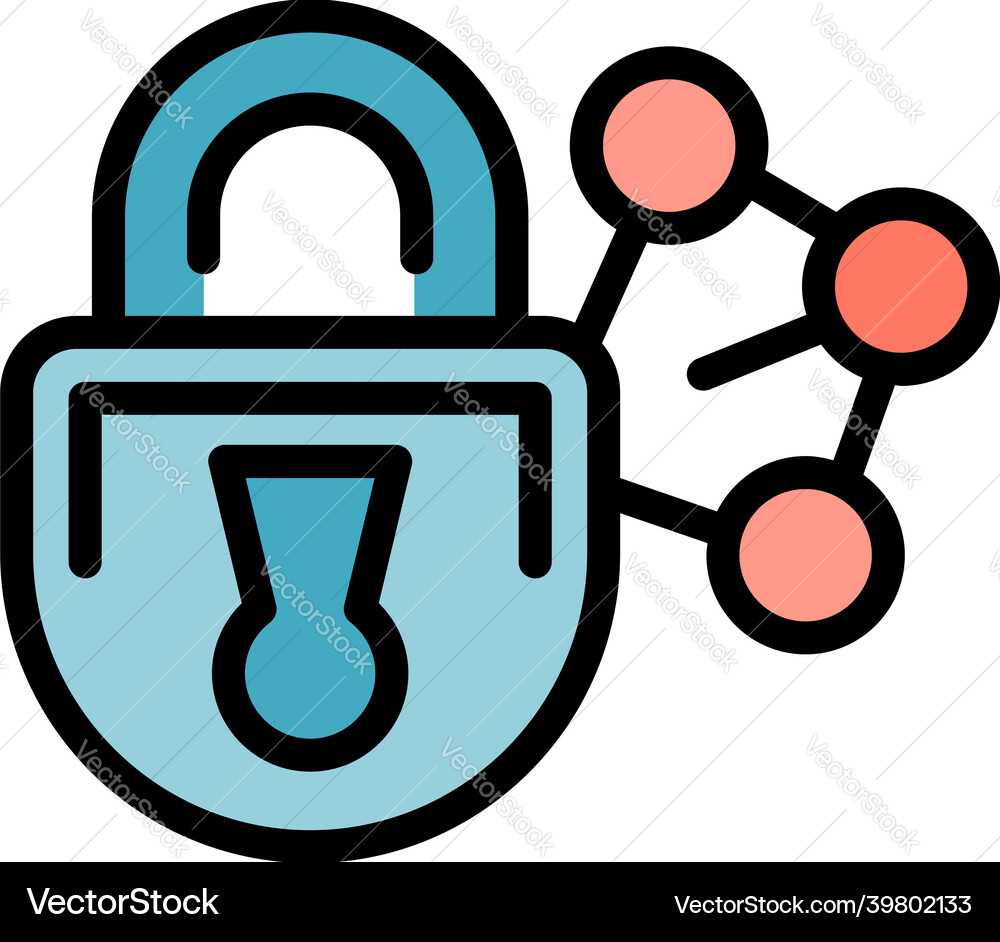 Lock password icon color outline Lock password icon color outline Vector Image