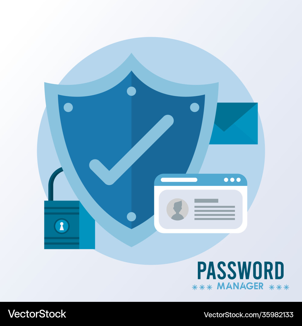 Password manager theme with check symbol in shield Password manager theme with check symbol in shield vector image