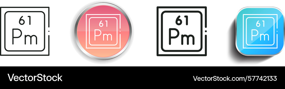 Promethium icon thin linear regular and button Promethium icon thin linear regular and button vector image