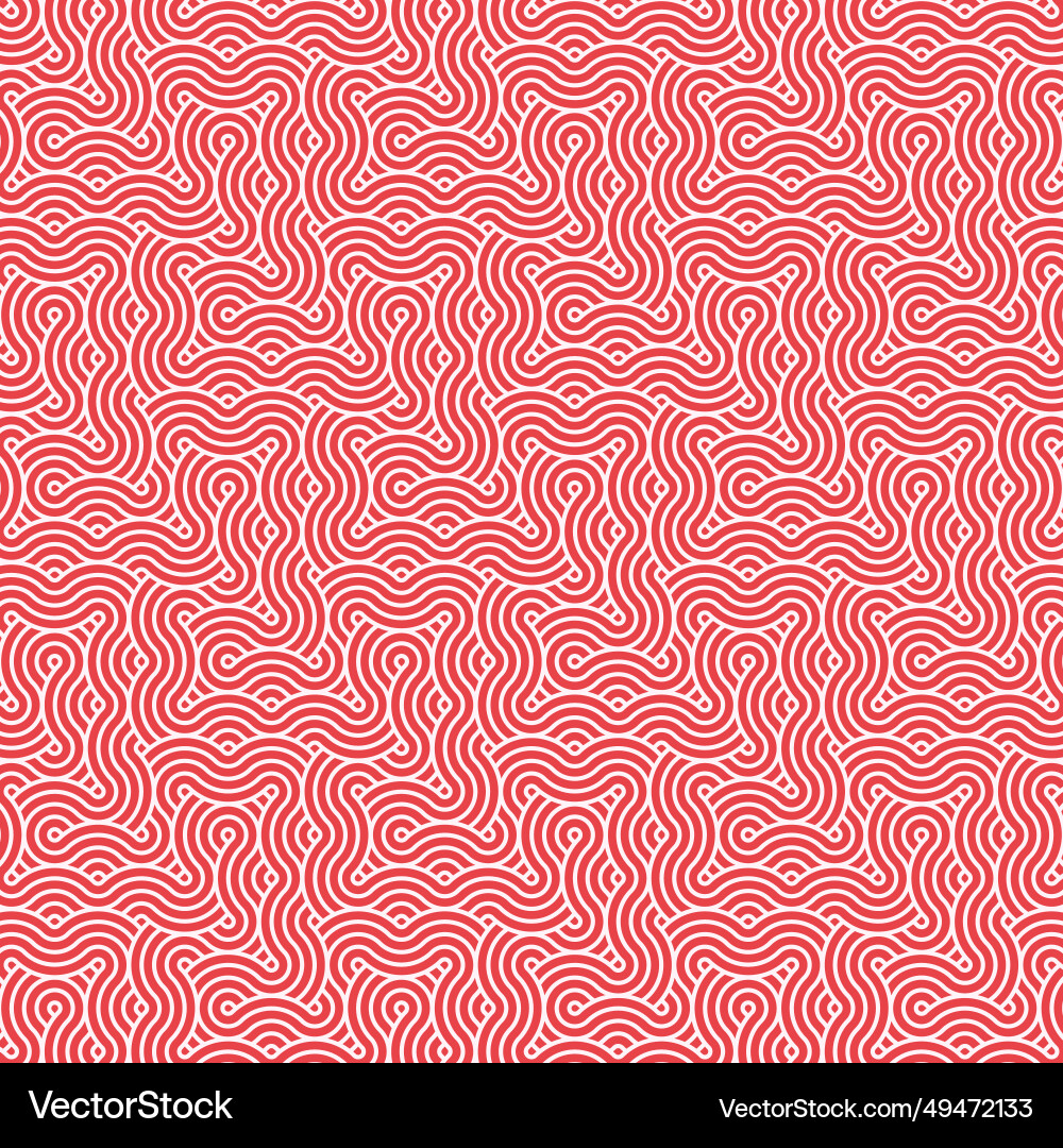 Red random japanese circle lines and waves pattern vector image