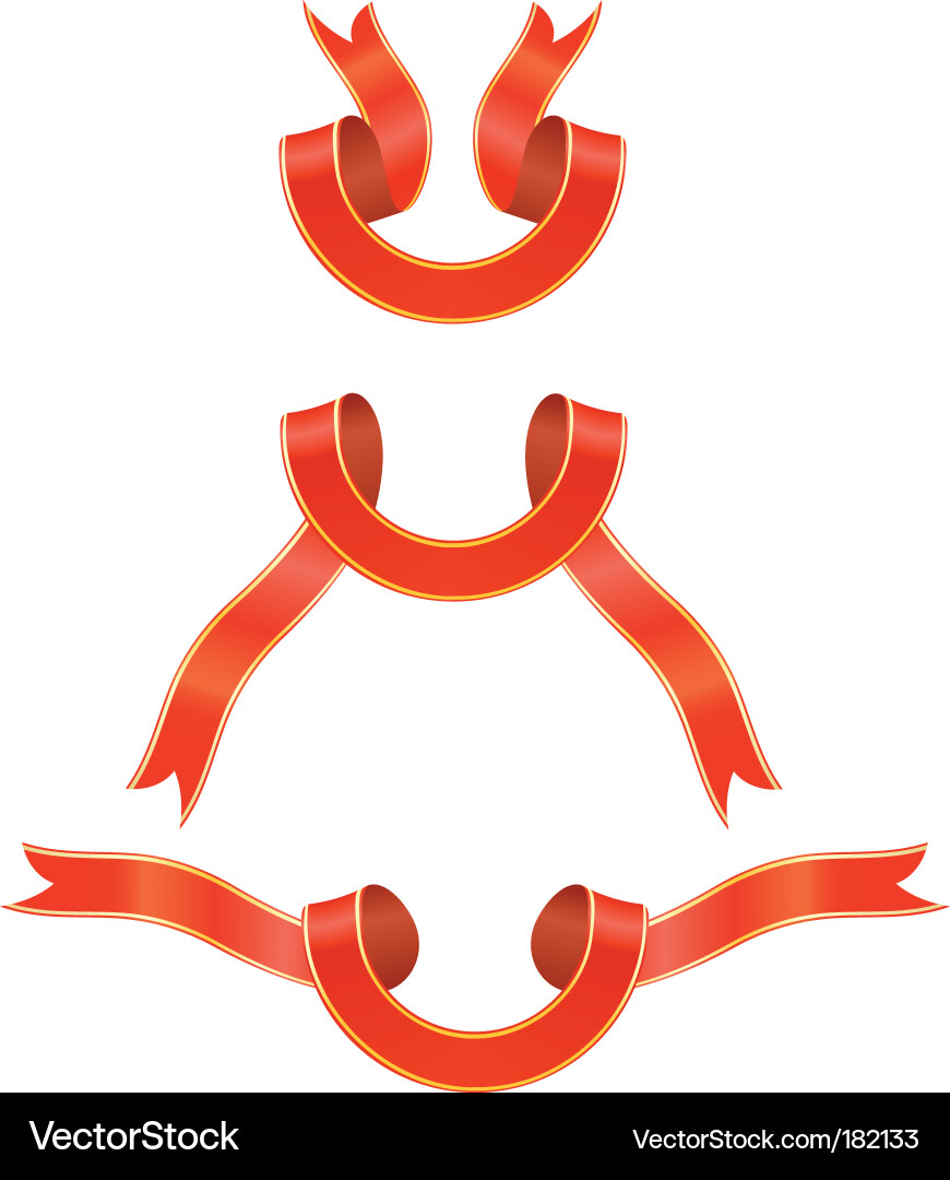 Red Ribbon Set Vector Image