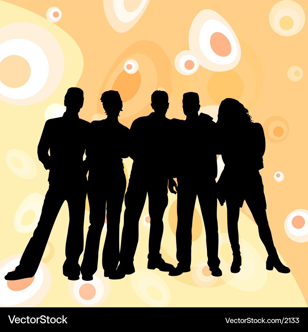 Retro Jugend Gruppe Silhouette Vektorbild