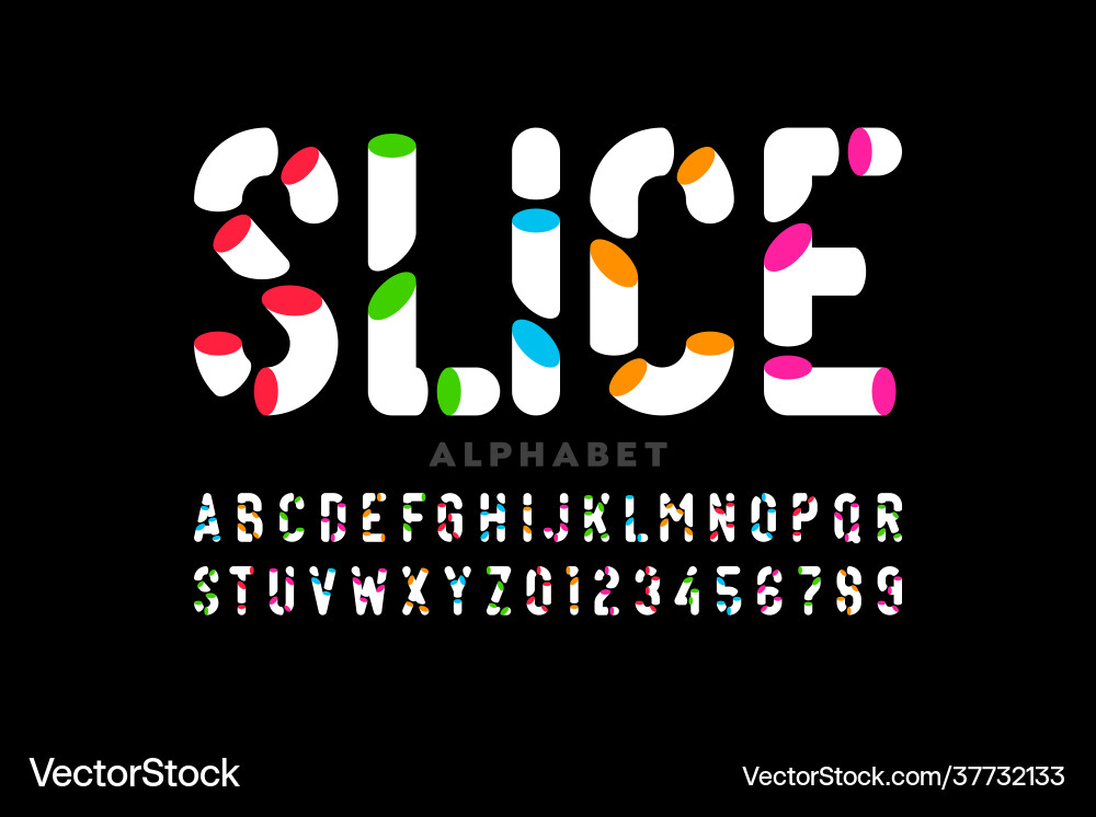 Sliced Alphabet Font - Colorful Split Style Vector Image