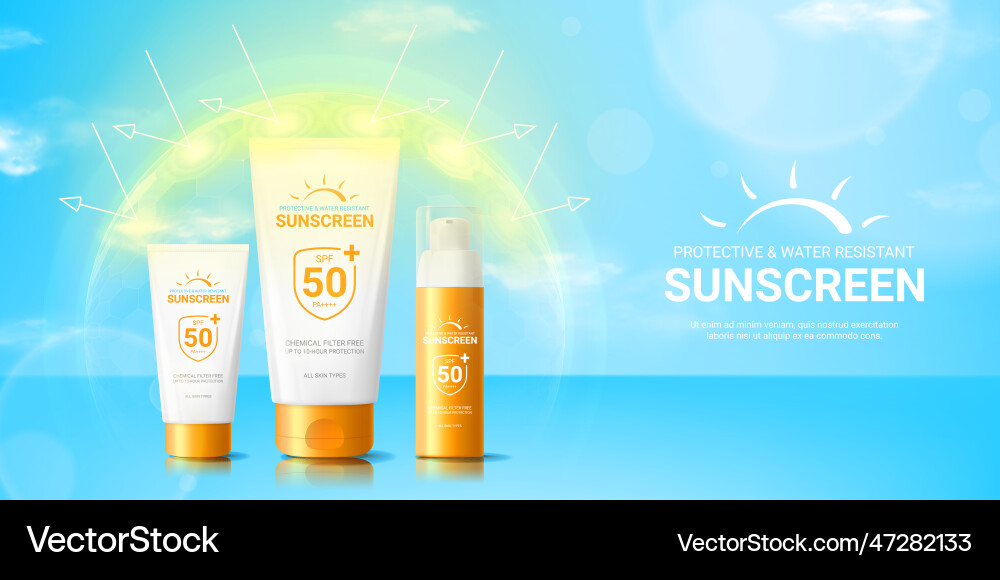 Sommer Sonnencreme Werbebanner Sommer Sonnencreme Werbebanner vektorbild