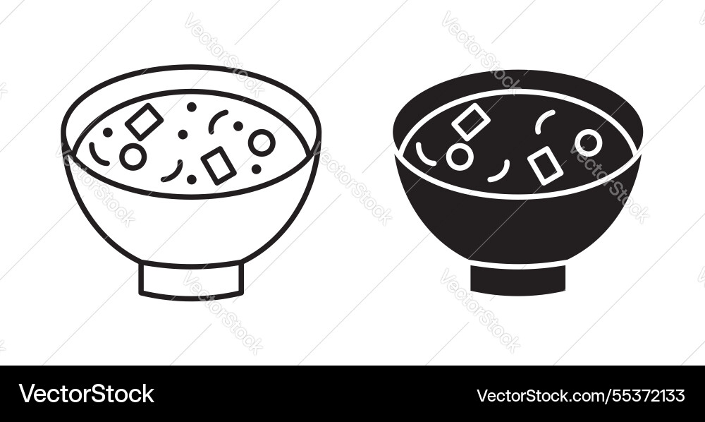 Soup icon set in thin line for web Vector Image