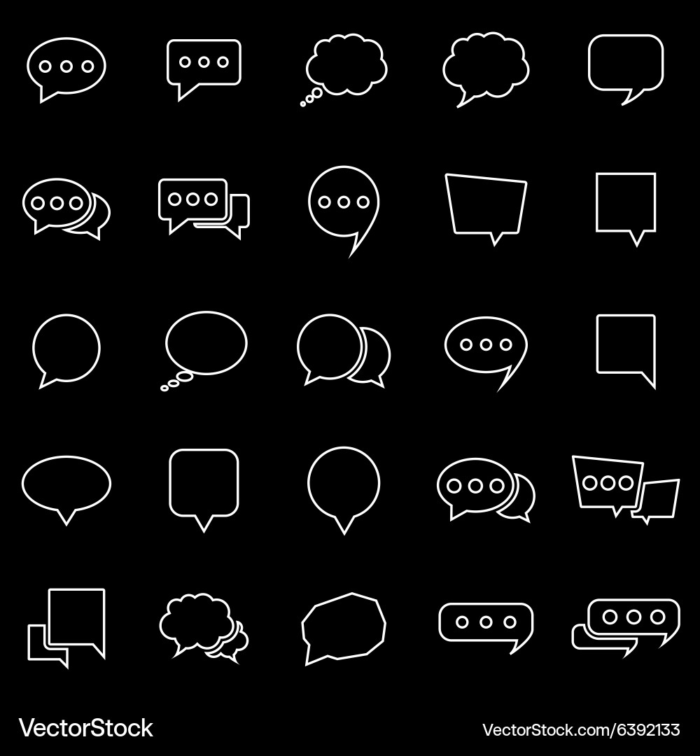 Speech bubble line icons on black background Vector Image