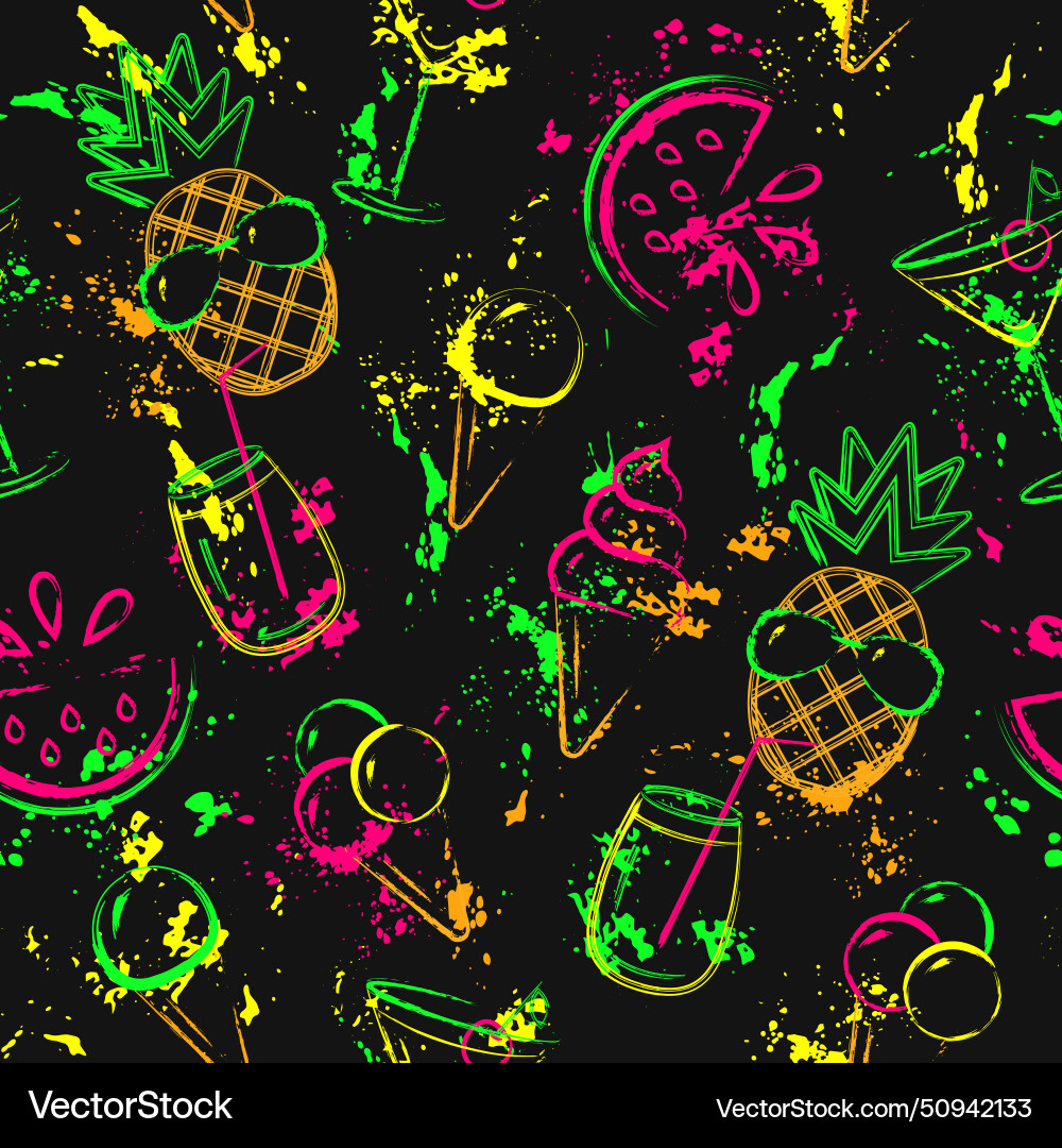 Tropical seamless pattern with pineapple cocktail Vector Image