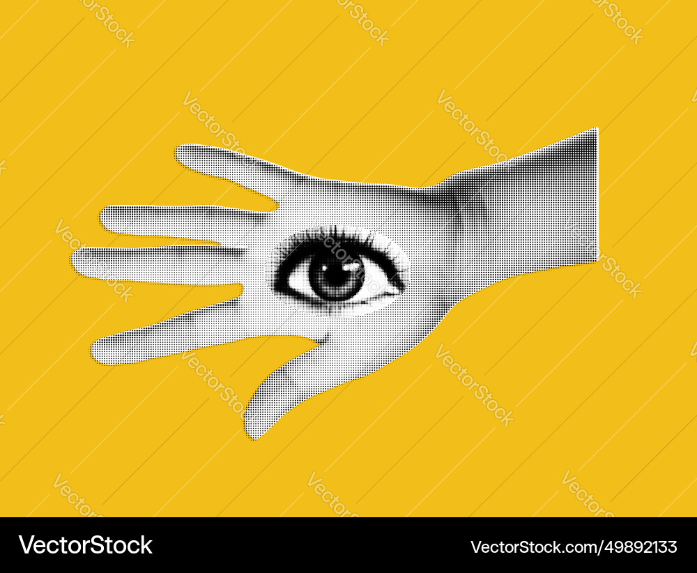 Two hands with an eye on them isolated element Vector Image