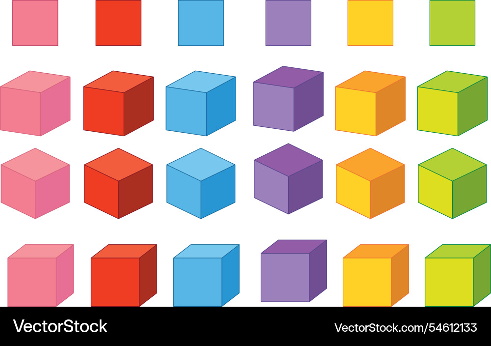 Vibrant cubes arranged in a grid pattern Vibrant cubes arranged in a grid pattern vector image