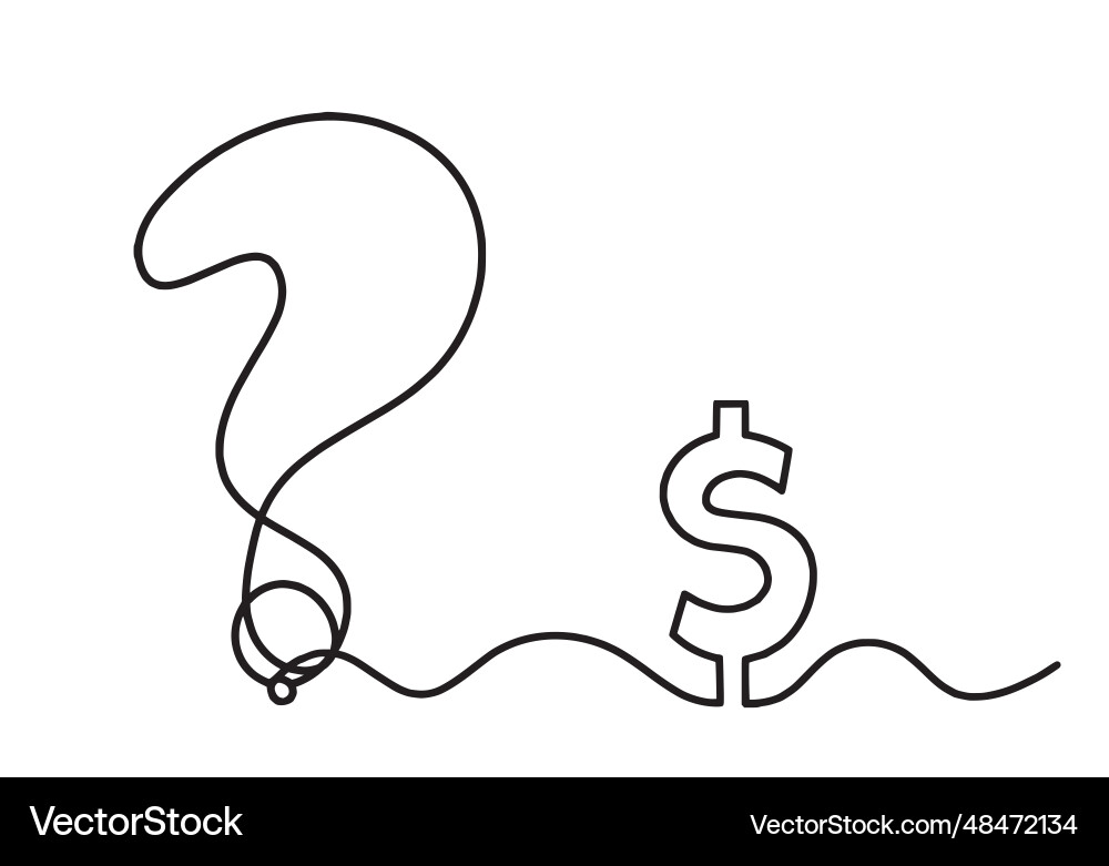 Abstract question mark with dollar as continuous Abstract question mark with dollar as continuous Vector Image