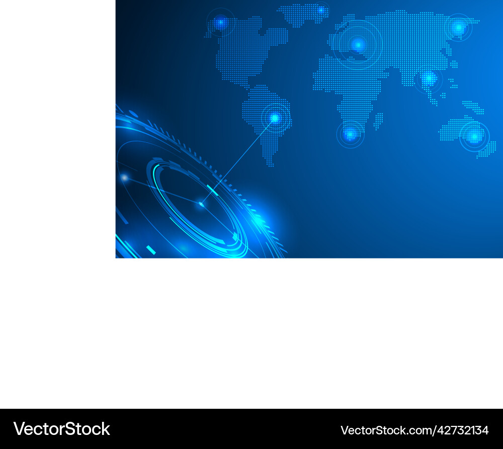 Blue hi tech world map location indentification Vector Image