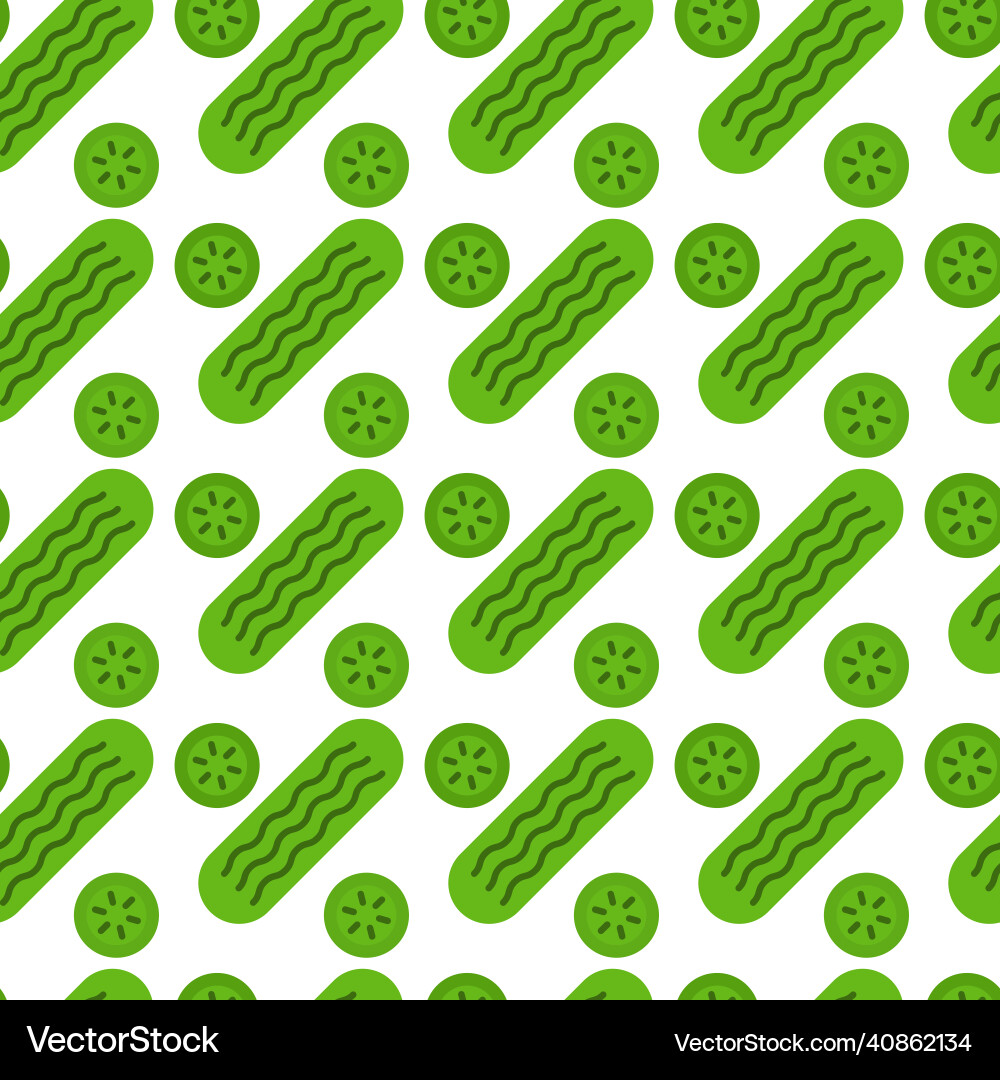 Cucumber seamless pattern isolated on white vector image