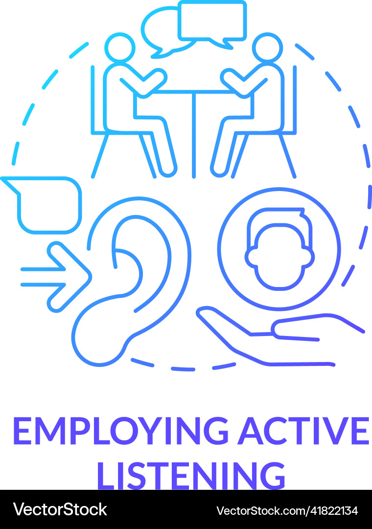 Employing active listening blue gradient concept Vector Image